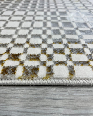 Hera Square Patterned Machine Made Carpet Gold