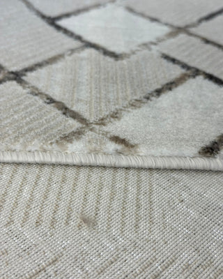 Hera Geometric Patterned Machine Made Carpet Beige