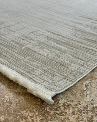 Ahlat Series Line Patterned Machine Made Carpet Gray