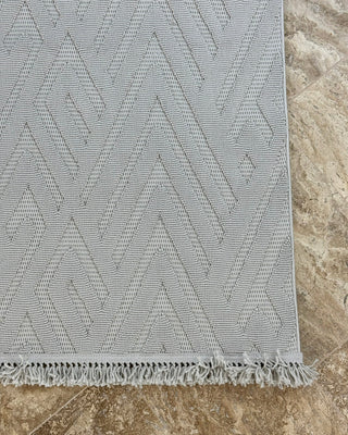 Buklem Zigzag Patterned Machine Made Carpet Gray