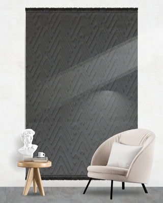 Buklem Zigzag Patterned Machine Made Carpet Anthracite