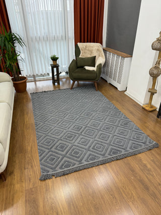 Defne Tile Pattern Machine Carpet Anthracite