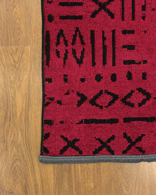 Multi Chenille Scandinavian Patterned Carpet Red