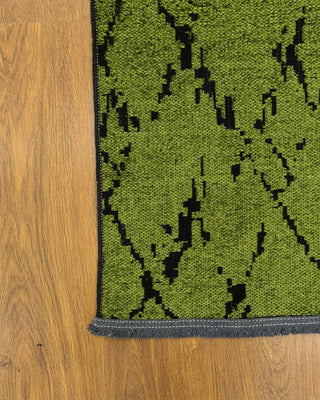 Multi Chenille Modern Patterned Carpet Green