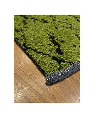 Multi Chenille Modern Patterned Carpet Green