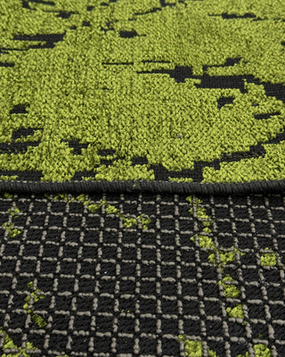 Multi Chenille Modern Patterned Carpet Green