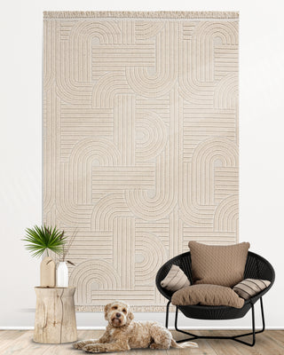 Laurel Fold Pattern Machine Carpet Beige