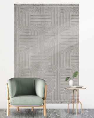 Defne Fold Pattern Machine Carpet Gray