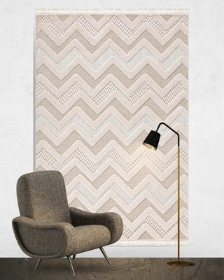 Olivia zigzag pattern machine carpet beige