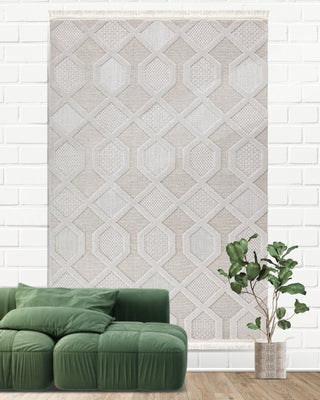 Olivia Geometric Pattern Machine Carpet Gray