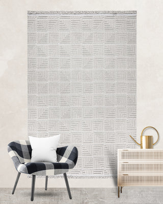 Defne Geometric Pattern Machine Carpet Gray