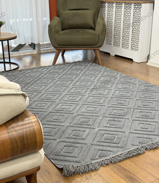 Defne Tile Pattern Machine Carpet Anthracite