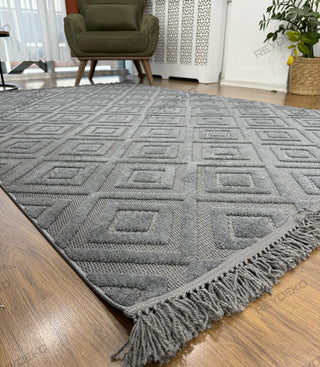 Defne Tile Pattern Machine Carpet Anthracite