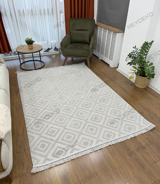 Defne Tile Pattern Machine Carpet Gray