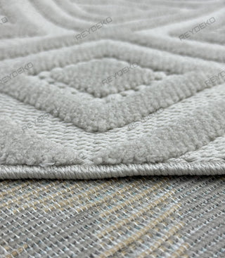 Defne Tile Pattern Machine Carpet Gray