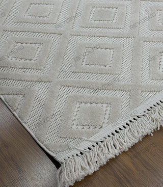 Defne Tile Pattern Machine Carpet Beige