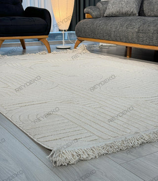 Laurel Fold Pattern Machine Carpet Beige