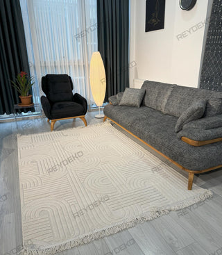 Laurel Fold Pattern Machine Carpet Beige