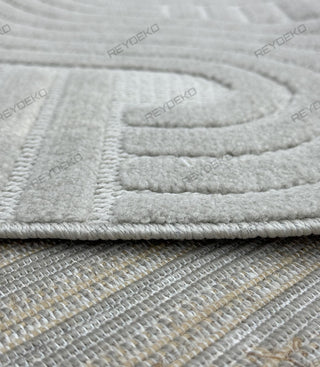 Defne Fold Pattern Machine Carpet Gray