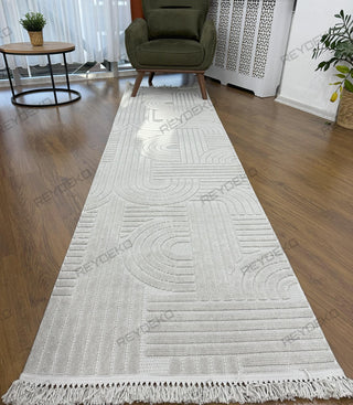 Defne Fold Pattern Machine Carpet Gray