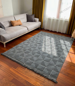 Defne geometric pattern machine carpet anthracite