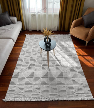 Defne Geometric Pattern Machine Carpet Gray