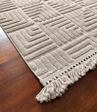 Defne Geometric Pattern Machine Carpet Beige