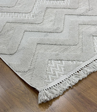 Olivia Zigzag Pattern Machine Carpet Gray