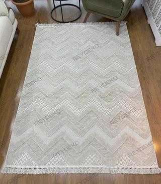 Olivia Zigzag Pattern Machine Carpet Gray