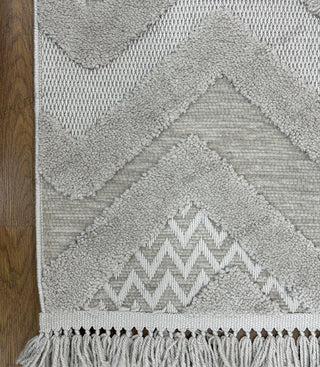 Olivia Zigzag Pattern Machine Carpet Gray