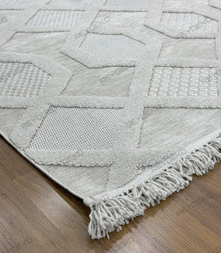 Olivia Geometric Pattern Machine Carpet Gray