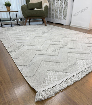 Olivia Zigzag Pattern Machine Carpet Gray