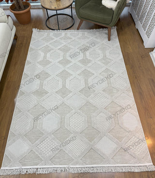 Olivia Geometric Pattern Machine Carpet Gray