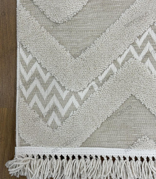 Olivia zigzag pattern machine carpet beige