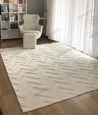 Olivia Zigzag Pattern Machine Carpet Cream